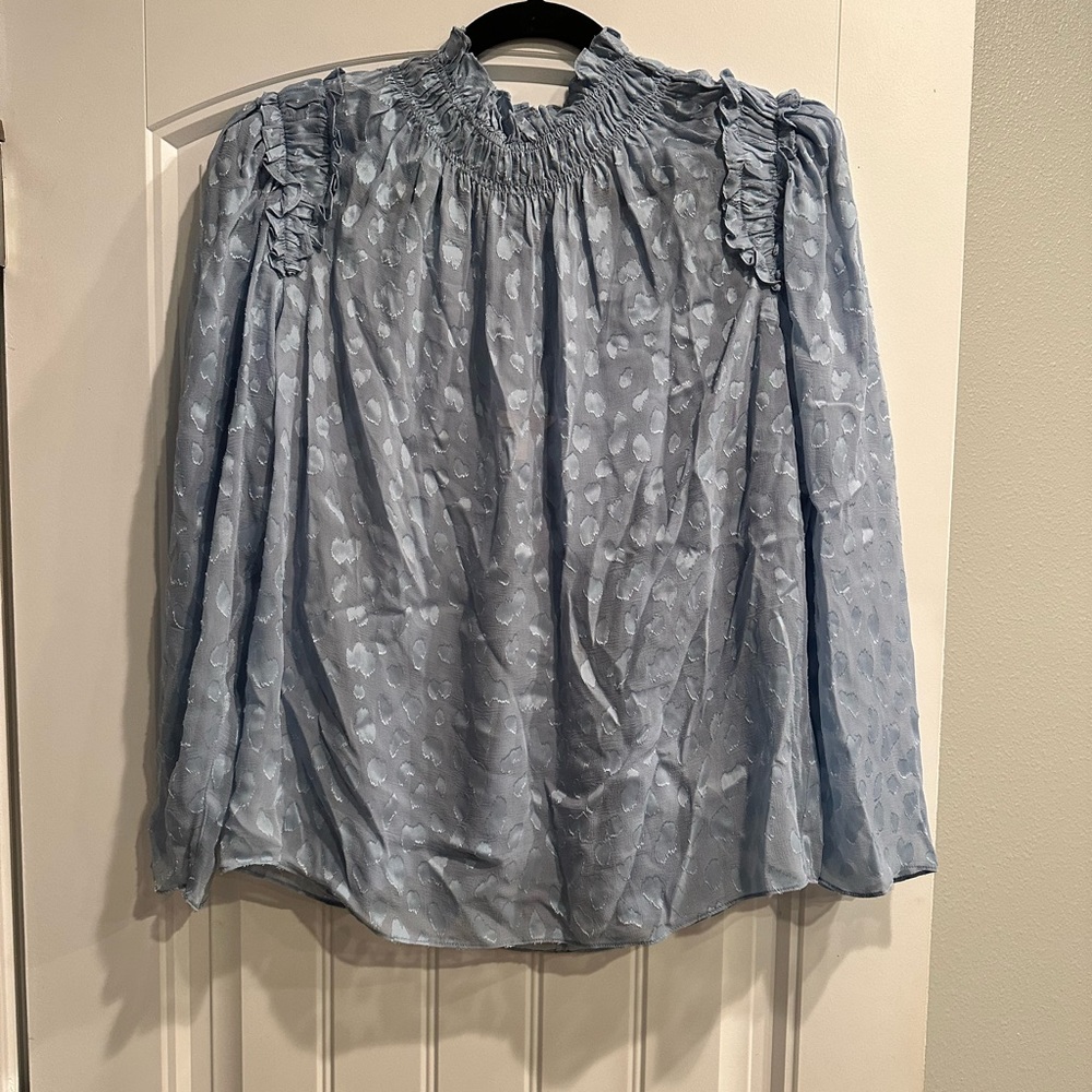 Rebecca Taylor Blue Leopard Blouse